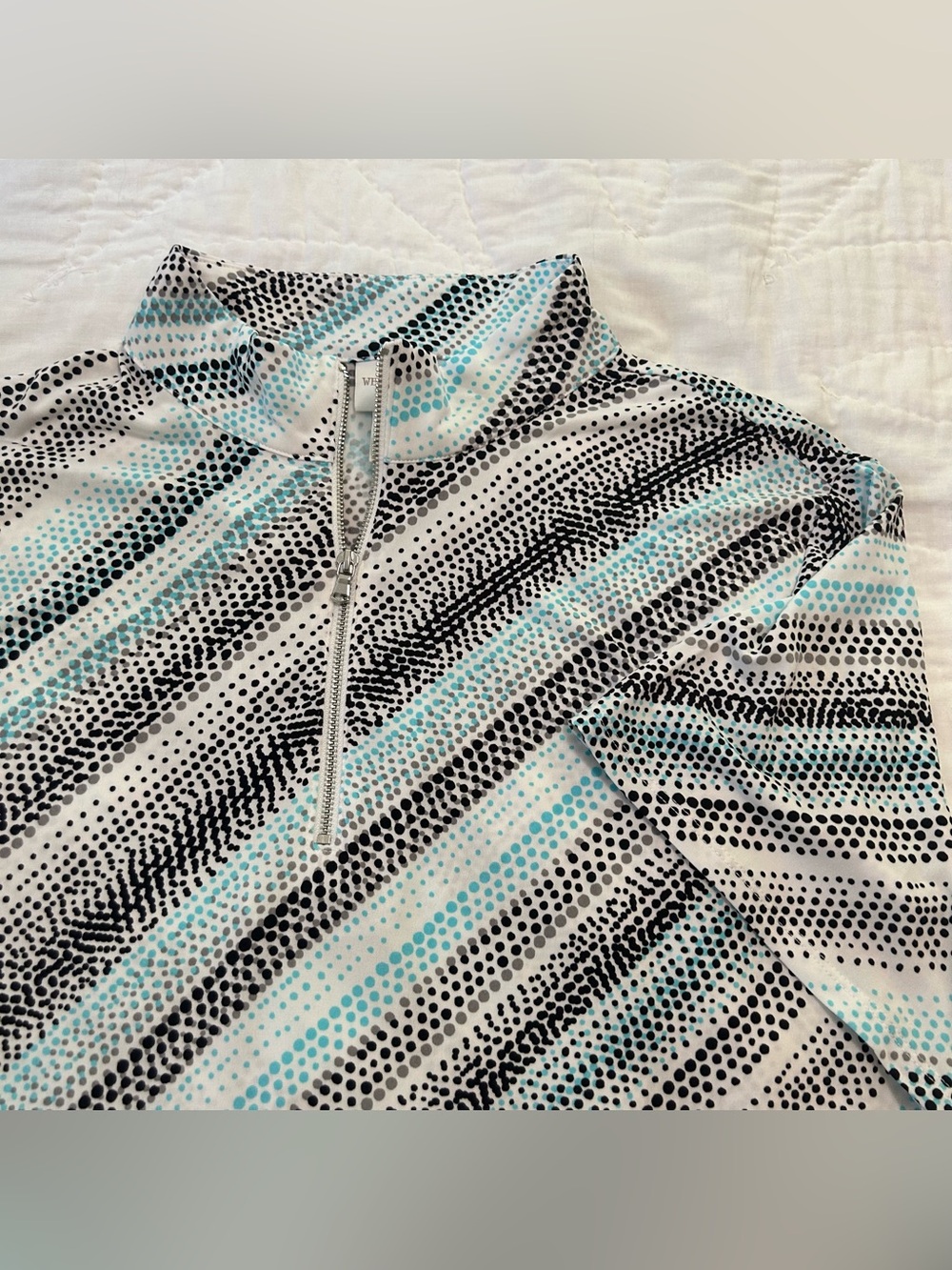 Weekends By Chicos Top Golf Shirt 1/4 Zip Womens 2XL (4) Polka Dot Performance